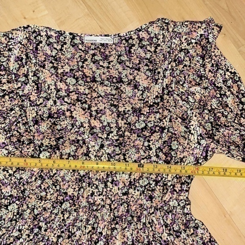 Pull & Bear ASOS plisse mini smock dress in pink floral print L gently preloved - Picture 8 of 14